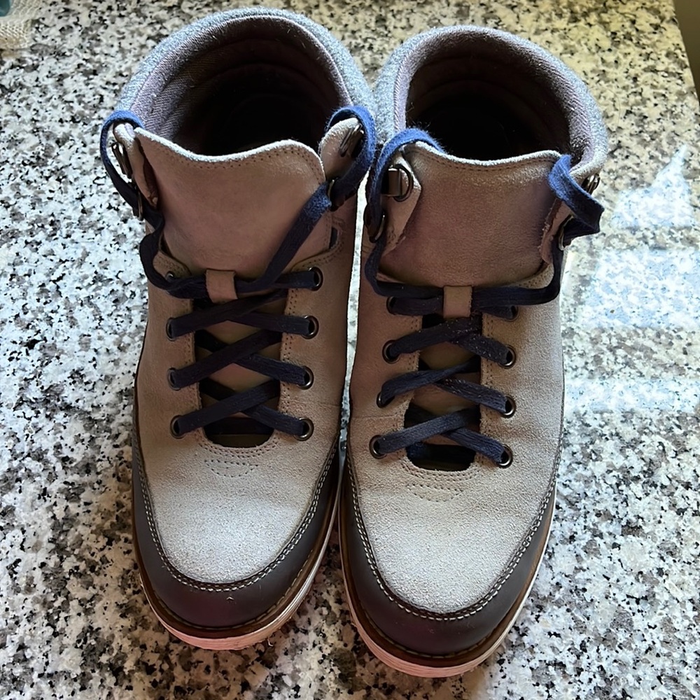 Cole Haans light gray waterproof boots